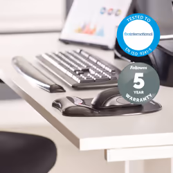 Fellowes Mouse Mat Wrist Support - Crystals Gel Mouse Pad with Non Slip Rubber Base - Ergonomic Mouse Mat for Computer, Laptop, Home Office Use - Compatible with Laser and Optical Mice - Black - Additional view 4