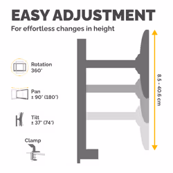 Fellowes Vista Single Monitor Arm - Monitor Mount for 10KG 32 Inch Screens - Adjustable Monitor Desk Mount - Pan 180° Rotation 360°, VESA 75 x 75/100 x 100 - Black - Additional view 4