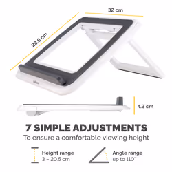 Fellowes Laptop Stand for Desk - I-Spire Quick Lift Adjustable Laptop Stand for the Home and Office - Portable Laptop Stand with 7 Height Adjustments - Max Monitor Size 17", Max Weight 4KG - White - Additional view 4