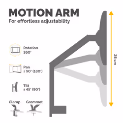 Fellowes Platinum Series Triple Monitor Arm - Monitor Mount for Three 7KG 27 Inch Screens - Adjustable Triple Monitor Desk Mount - Tilt 45° Pan 180° Swivel 360° Rotation 360°, VESA 75 x 75/100 x 100 - Black - Additional view 4