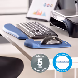 Fellowes Keyboard Wrist Rest - PlushTouch Wrist Rest with Non Skid Rubber Base & Antibacterial Protection - Ergonomic Wrist Support for Computer, Laptop, Home Office Use - Blue - Additional view 5