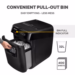 Fellowes Paper Shredder 200 Sheet Auto Feed Micro Cut Shredder AutoMax 200M Shredder with 32 Litre Bin Superior Security P5 - Additional view 8
