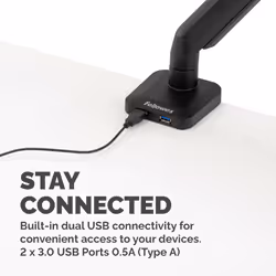 Fellowes Platinum Series Monitor Arm - Monitor Mount for 8KG 40 Inch Screens - Adjustable Monitor Desk Mount - Tilt 45° Pan 180° Swivel 360° Rotation 360°, VESA 75 x 75/100 x 100 - Black - Additional view 4