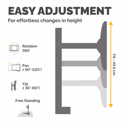 Fellowes Seasa Dual Monitor Arm - Freestanding Monitor Mount for 8KG 27 inch Screens - Ergonomic Adjustable Monitor Arm - Tilt 45° Pan 120° Rotation 360°, VESA 75 x 75/100 x 100 - Black - Additional view 4