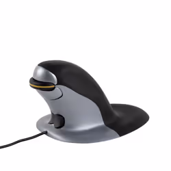 Fellowes Penguin Ambidextrous Vertical Mouse – Small Wired, Ambidextrous, Vertical design, USB Type-A, 1200 DPI, Black, Grey