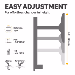 Fellowes Reflex Dual Monitor Arm - Dual Monitor Mount for 8KG 27 Inch Screens - Adjustable Monitor Desk Mount - Tilt 45° Pan 180° Rotation 360°, VESA 75 x 75/100 x 100 - Black - Additional view 4