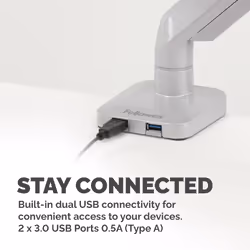 Fellowes Platinum Series Monitor Arm - Monitor Mount for 8KG 40 Inch Screens - Adjustable Monitor Desk Mount - Tilt 45° Pan 180° Swivel 360° Rotation 360°, VESA 75 x 75/100 x 100 - Silver - Additional view 4