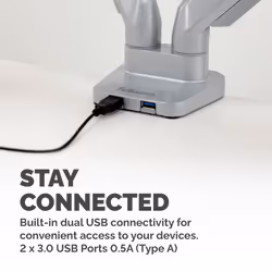 Fellowes Platinum Series Dual Monitor Arm - Monitor Mount for Two 8KG 40 Inch Screens - Adjustable Dual Monitor Desk Mount - Tilt 45° Pan 180ᵒ Swivel 360ᵒ Rotation 360ᵒ, VESA 75 x 75/100 x 100 - Silver - Additional view 4