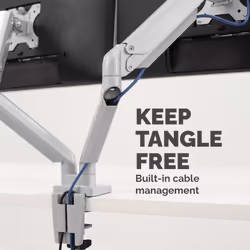 Fellowes Platinum Series Dual Monitor Arm - Monitor Mount for Two 8KG 40 Inch Screens - Adjustable Dual Monitor Desk Mount - Tilt 45° Pan 180ᵒ Swivel 360ᵒ Rotation 360ᵒ, VESA 75 x 75/100 x 100 - Silver - Additional view 5