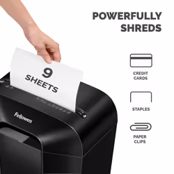 Fellowes LX Series Paper Shredder LX50 9 Sheet Cross Cut Shredder with 17 Litre Bin High Security P4 Black - Additional view 3