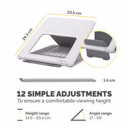 Fellowes Laptop Stand for Desk - Breyta Adjustable Laptop Riser for Home and Office - Portable Laptop Stand with 12 Height Adjustments - Max Laptop Size 14", Max Weight 4KG - White - Additional view 4