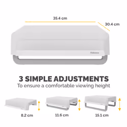 Fellowes Computer Monitor Stand with 3 Height Adjustments - Breyta Monitor Riser with Cable Management - Ergonomic Adjustable Monitor Stand for Computers - Max Weight 15KG - White - Additional view 4