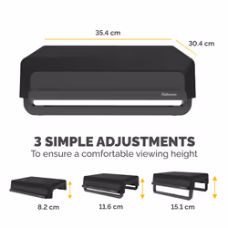 Fellowes Computer Monitor Stand with 3 Height Adjustments - Breyta Monitor Riser with Cable Management - Ergonomic Adjustable Monitor Stand for Computers - Max Weight 15KG - Black - Additional view 4