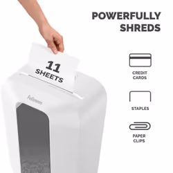 Fellowes LX Series Paper Shredder LX70 11 Sheet Cross Cut Shredder with 18 Litre Bin High Security P4 White