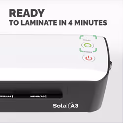 Sola A3 Laminator Machine for Home Use - Fast 4 Minute Warm Up Time with Auto Shut Off Feature - 80-125 Micron - White