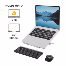 Fellowes Laptop Riser Alumia Portable Laptop Stand Max Size 15 inch Max Weight 5kg Silver - Additional view 2