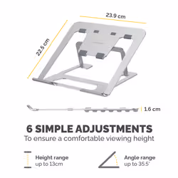 Fellowes Laptop Riser Alumia Portable Laptop Stand Max Size 15 inch Max Weight 5kg Silver - Additional view 4
