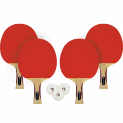 Martin Kilpatrick Vortex Table Tennis Racket 4Player Set  PipsOut With Sponge  Red  Black Rubber Surface  15mm Sponge Layer