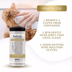 Wahl Refresh Grooming Pet Wipes, Pet Cleaning Wipes, Paraben Free Wipes, Alcohol Free, Peg-80 Free, Deodorising Tissues, Cleansing Wet Wipes for Pets,