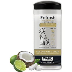 Wahl Dog Wipes Refresh Cleaning Wet Wipes, Remove Pets At Home Dirt and Odors, pH Balanced, Alcohol Free and Paraben Free, 50 Wipes,Coconut Lime