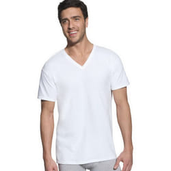 Hanes Ultimate Men's 6 Pack FreshIQ V-Neck Tee, White, X-Large