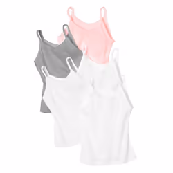 Hanes Girls Camisole 100% Cotton Tagless Cami Toddler Sizing Multiple Packs & Colors Available Undershirts Gray/Light Pin ...