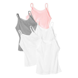 Hanes Girls Camisole  100% Cotton Tagless Cami  Toddler Sizing  Multiple Packs & Colors Available Undershirts  Gray/Light Pink/White - 5 Pack  Large U
