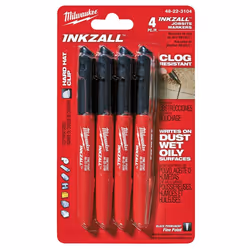Milwaukee 48-22-3104 Inkzall Point Marker Fine Black 4-Pack