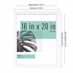 MCS Studio Gallery 16x20 Poster Frame White Woodgrain Vertical & Horizontal Wall Hanging Large Picture Frame for Photos Posters & Art Prints (1-Pack)