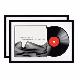 MCS Double Groove 16.5x25 Black with Black Mat Record Album Frame  Vertical & Horizontal Wall Hanging Picture Frame for Phote ...