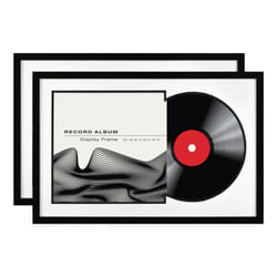 MCS Double Groove 16.5x25 Black with Black Mat Record Album Frame  Vertical & Horizontal Wall Hanging Picture Frame for Photes & Art Prints (2-Pack)