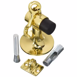Ives FS446 3 3/4"" Height Cast Brass Floor Door Stop with Manual Hold-Open Hook  Polished Brass