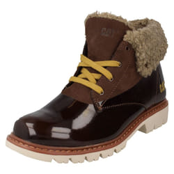 ) Ladies Caterpillar Ankle Boots Hub Fur - UK 4, Chocolate (Brown