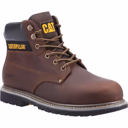 ) Caterpillar Powerplant S3 Nubuck Brown Safety Boots - Brown, 8 (Adults'