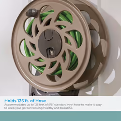Suncast CPLSTA125B 125-Foot Sidetracker Garden Guide Side Tracker 125 ft. Brown Wall Mounted Hideaway Hose Reel  No Size  Taupe