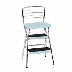 COSCO Stylaire Retro Chair + Step Stool with Flip-Up Seat Teal