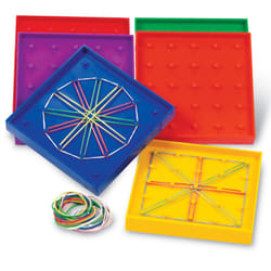 Learning Resources 5Inch DoubleSided Assorted Geoboard Shapes  6 Pieces  Ages 5+ Kindergarten Learning Toys  Math Manipulatives for Kids Back to Schoo