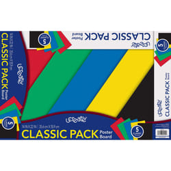 UCreate Primary Poster Board, 14 x 22, 5 Assorted Colors, Primary, 5 Sheets