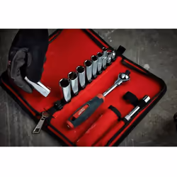Milwaukee 48229001 Tradesman 3/8in Ratchet Set 12 Piece, Red, 3/8"