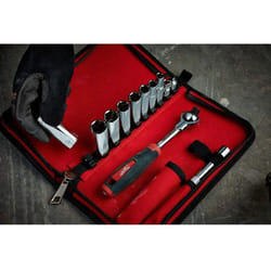 Milwaukee 48229001 Tradesman 3/8in Ratchet Set 12 Piece, Red, 3/8"