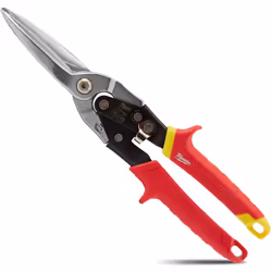 Milwaukee 48-22-4537 48224537 Metal Aviation Snips Extra Long Straight Cut, Red