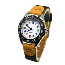 Boys Girls Quartz Watch Kids Childrens Fabric Strap Student Wristwatch - Black