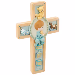 Precious Moments Boy With Bear Praying Cross, 701106