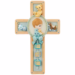 Precious Moments Boy With Bear Praying Cross, 701106