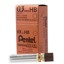 Pentel Super Hi-Polymer Lead  0.3mm  HB  Box of 12 Tubes 300-HB
