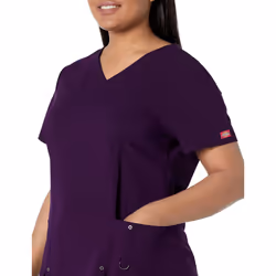 Dickies Women's Xtreme Stretch V-Neck Scrubs Shirt  Eggplant  Medium