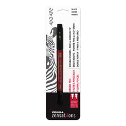 Zebra Pen Zensations Brush Pen  Double Ended  Medium and Fine Brush Tip  Black Water-Resistant Ink  1-Pack