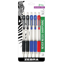 Zebra Pen Z-Grip Mechanical Pencil  0.7mm Point Size  HB #2 Graphite  Assorted Grip Colors  5-Count
