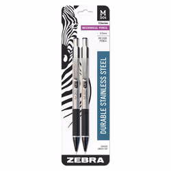 Zebra Pen M-301 Mechanical Pencil  Stainless Steel Barrel  Fine Point  0.5mm  Black Grip  2-Pack