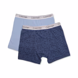 Calvin Klein Boy`s Modern Cotton Stretch Logo Boxer Briefs 2 Pack (Blu